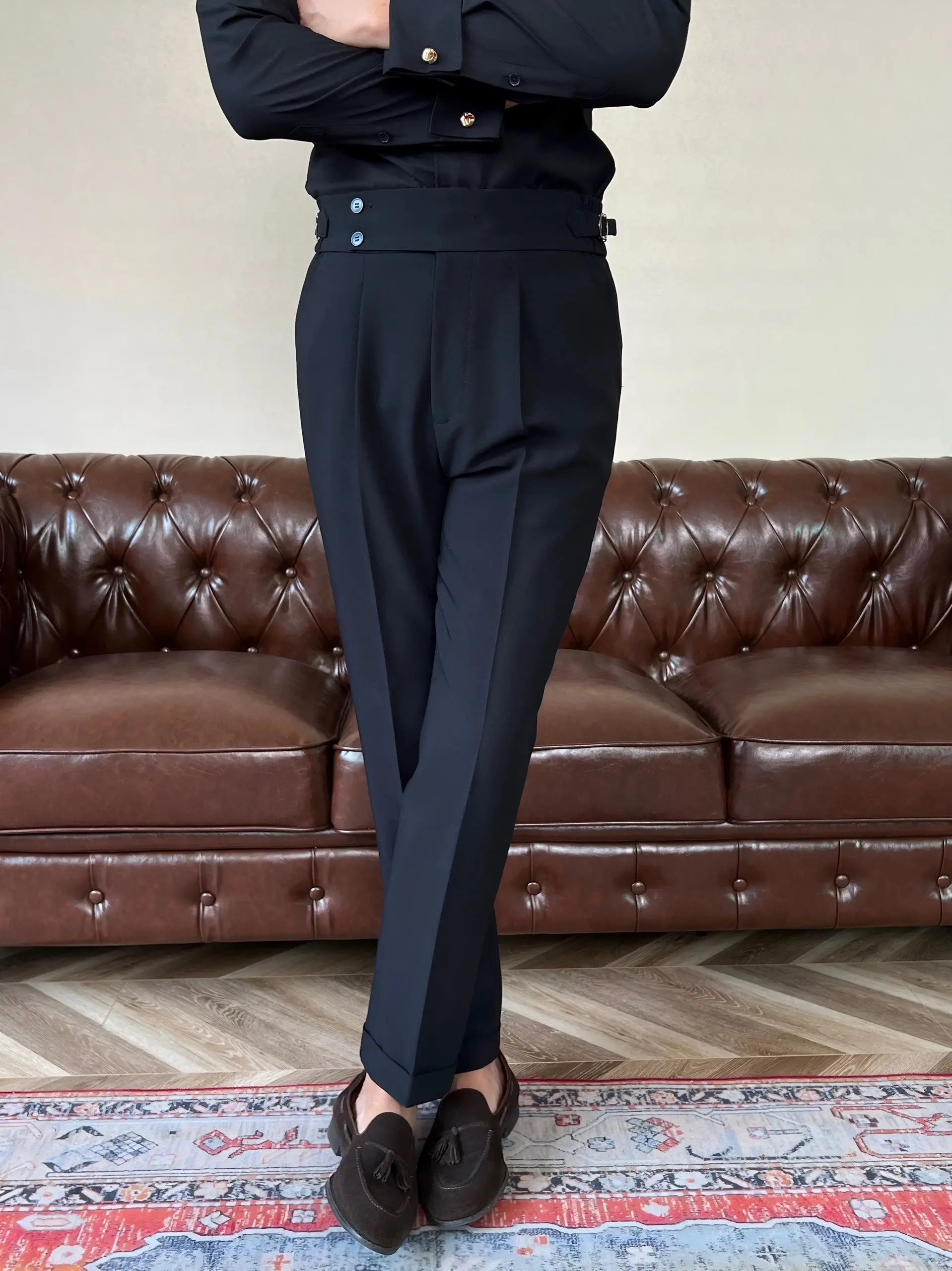 Edward | Men’s Pleated Double Button Trousers