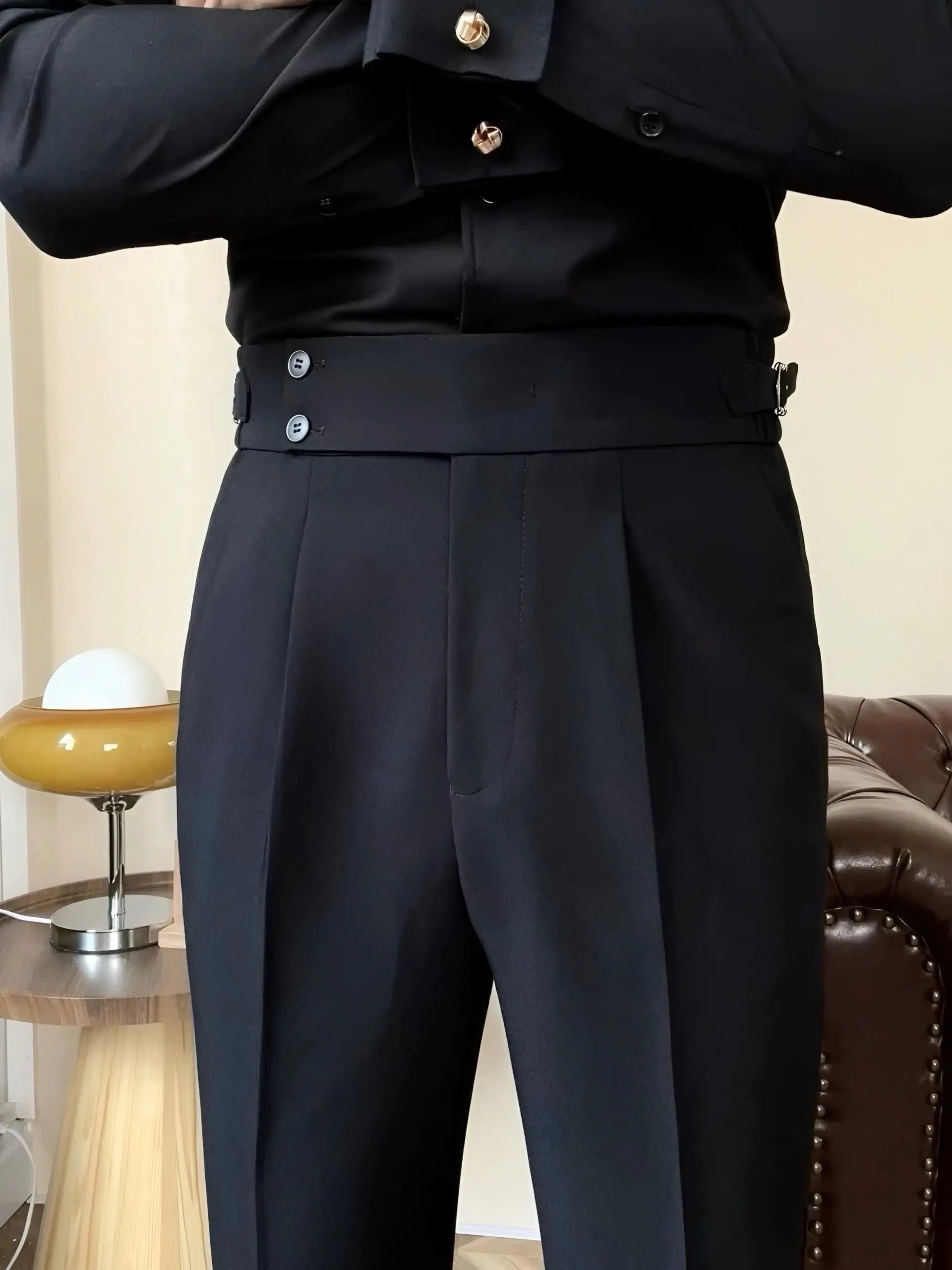 Edward | Men’s Pleated Double Button Trousers