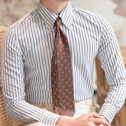 Men's Long Sleeve Striped Dress Shirt — view 2