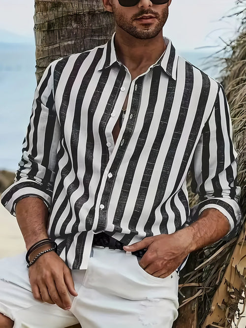 Men's Long Sleeve Striped Casual Shirt — view 2