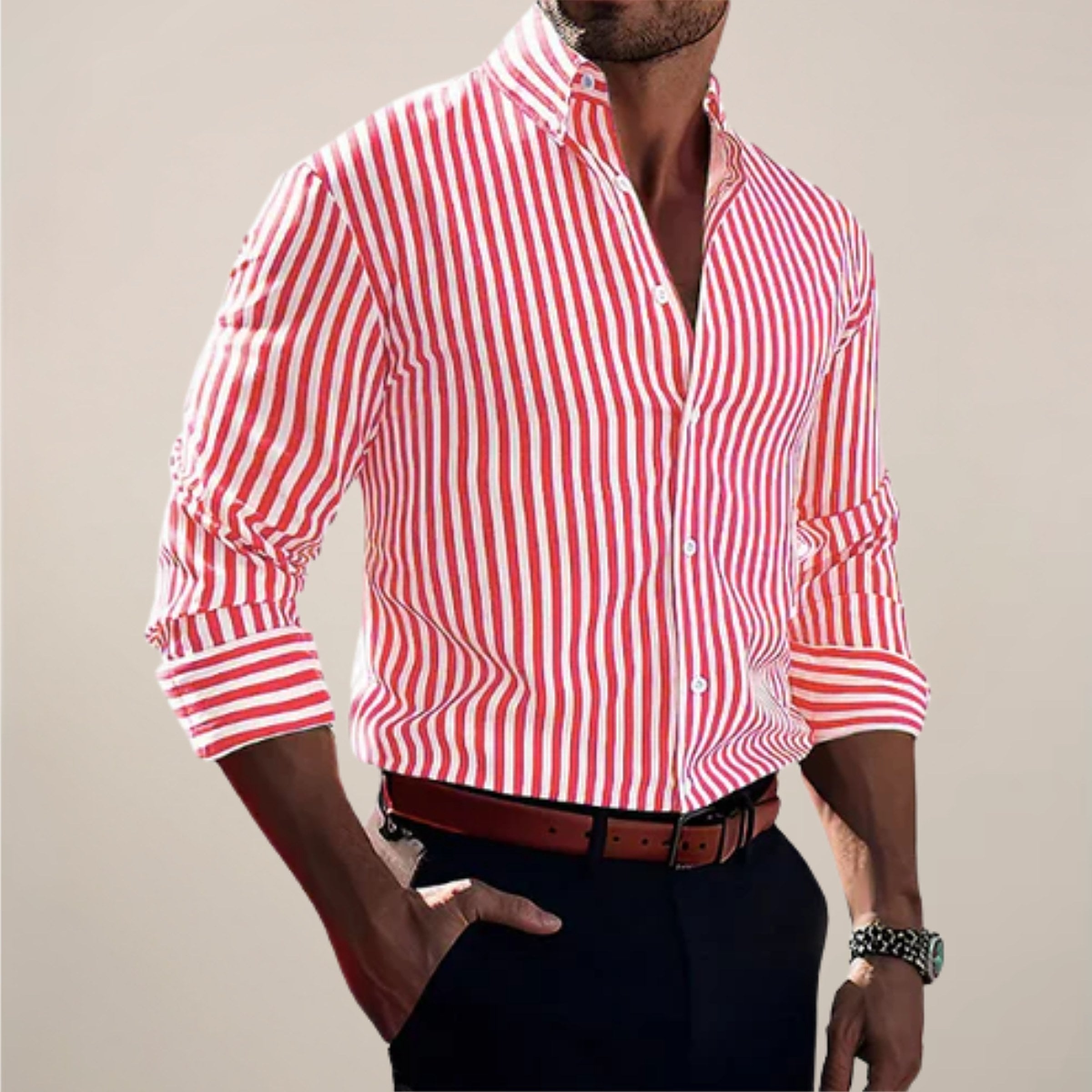 Men's Long Sleeve Striped Shirt — view 4