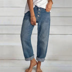 Kara | Women’s Button Front Tapered Jeans — TOPNEWPLACE (view 2)