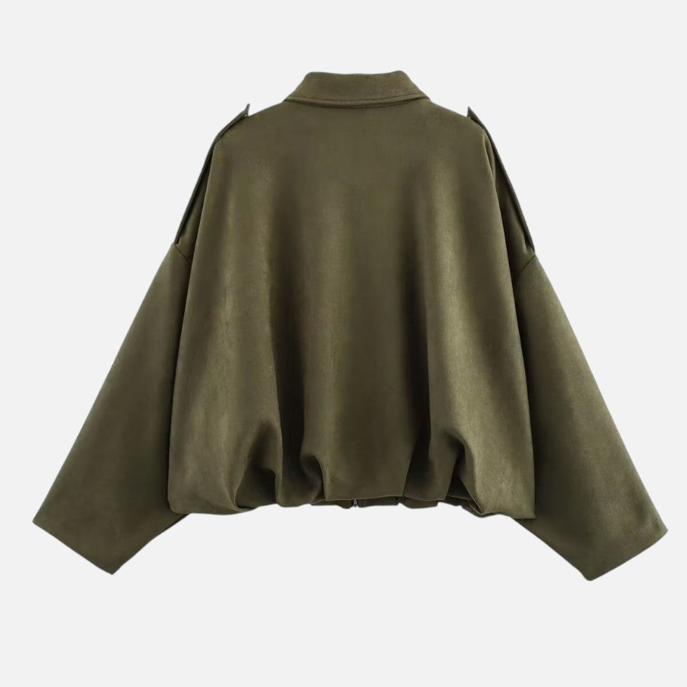 Suede Spring Jacket Zip Front Cropped Jacket — Warm