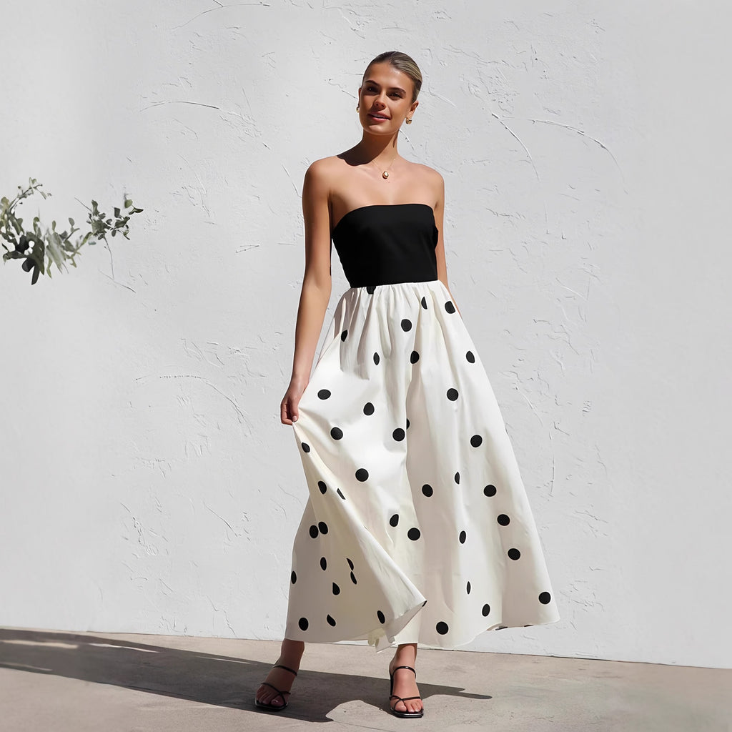 Women's Strapless Polka Dot Maxi Dress — view 1