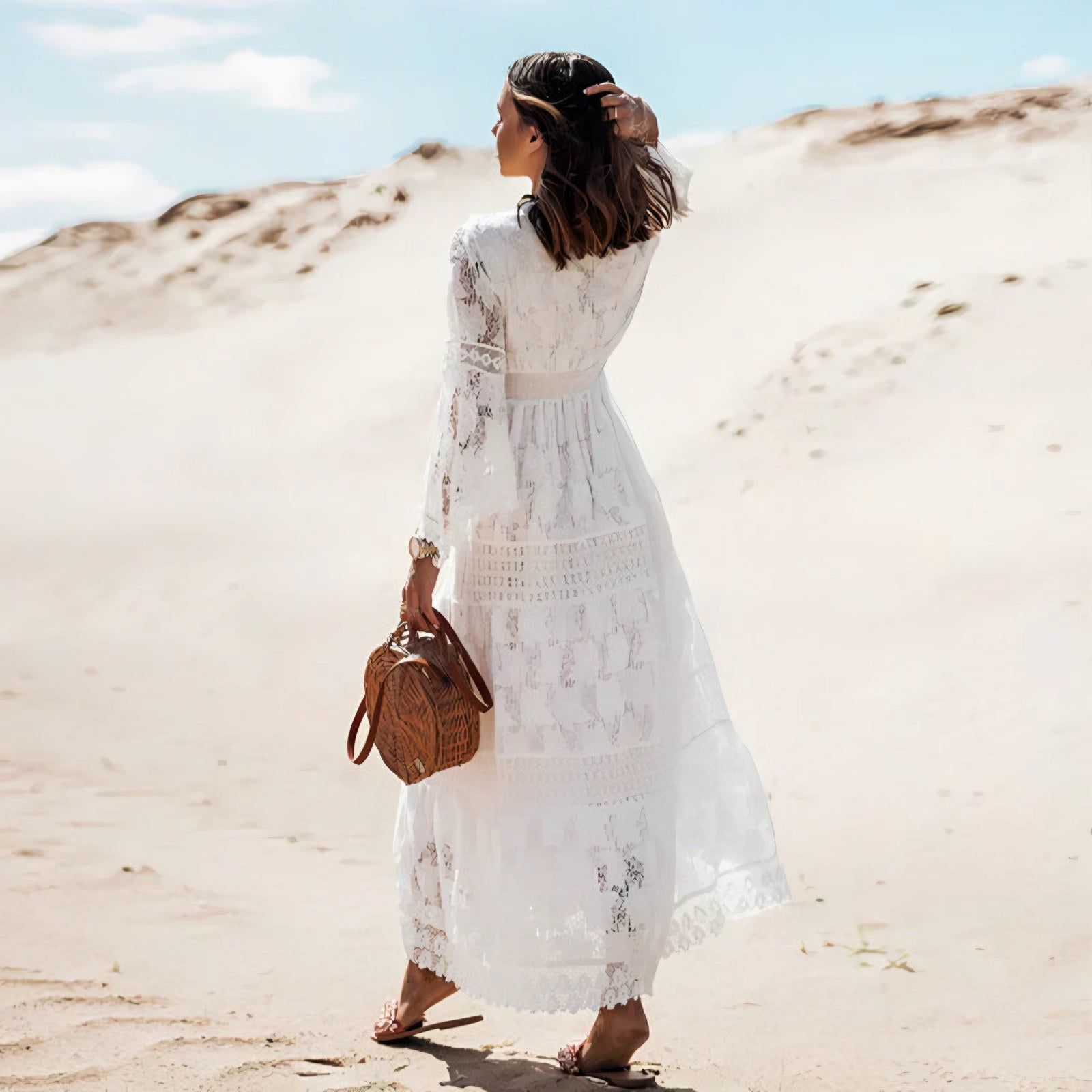 Women's Lace Long Sleeve Maxi Dress — view 2