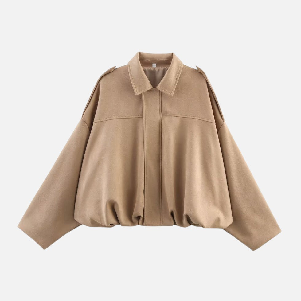 Suede Spring Jacket Zip Front Cropped Jacket — Warm