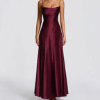 Simone | Women's Satin Wedding Guest Maxi Dress with Sweetheart Neckline