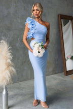 Ruzena | Women's Wedding Guest One-Shoulder Maxi Dress with Ruffles