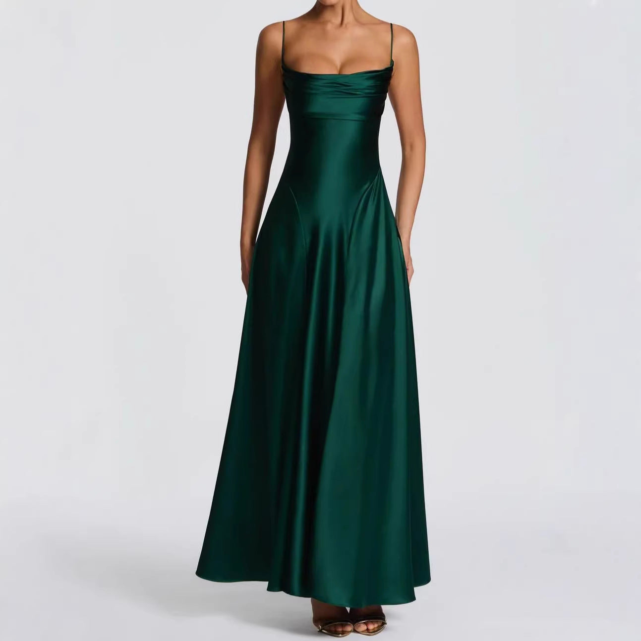 Simone | Women's Satin Wedding Guest Maxi Dress with Sweetheart Neckline