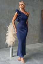 Ruzena | Women's Wedding Guest One-Shoulder Maxi Dress with Ruffles