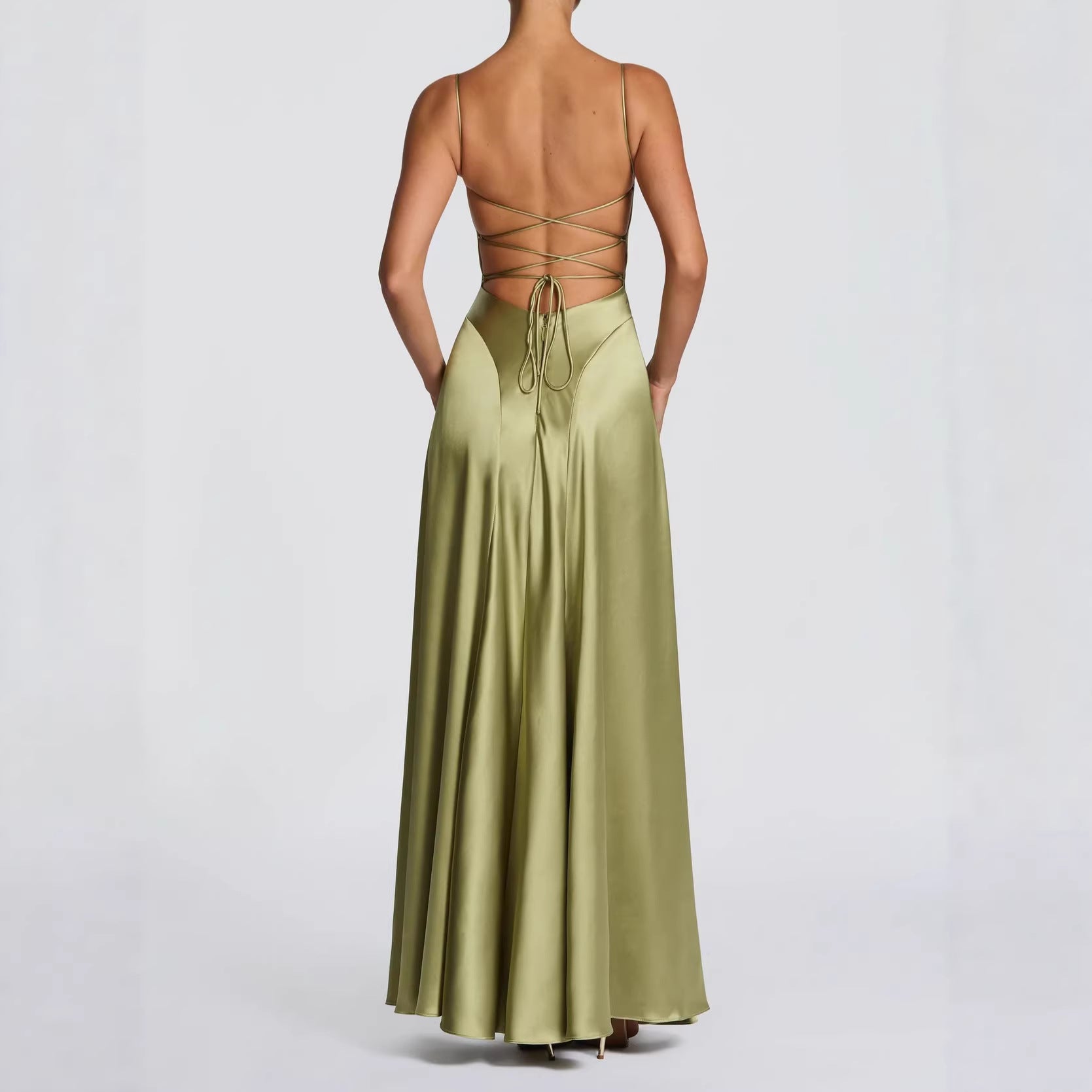 Simone | Women's Satin Wedding Guest Maxi Dress with Sweetheart Neckline