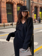 Janette | Women’s Ribbed Knit V-Neck Skirt Two-Piece Set — TOPNEWPLACE (view 11)