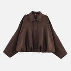 Suede Spring Jacket Zip Front Cropped Jacket — Warm