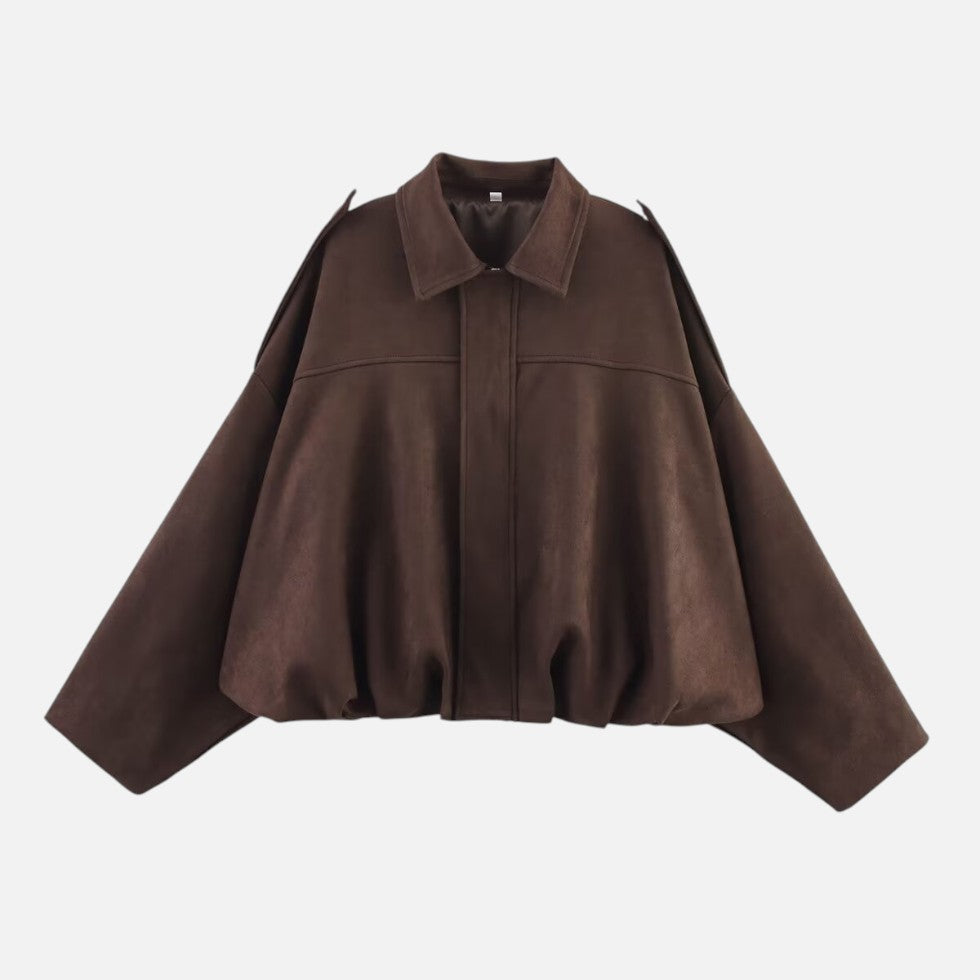 Suede Spring Jacket Zip Front Cropped Jacket — Warm