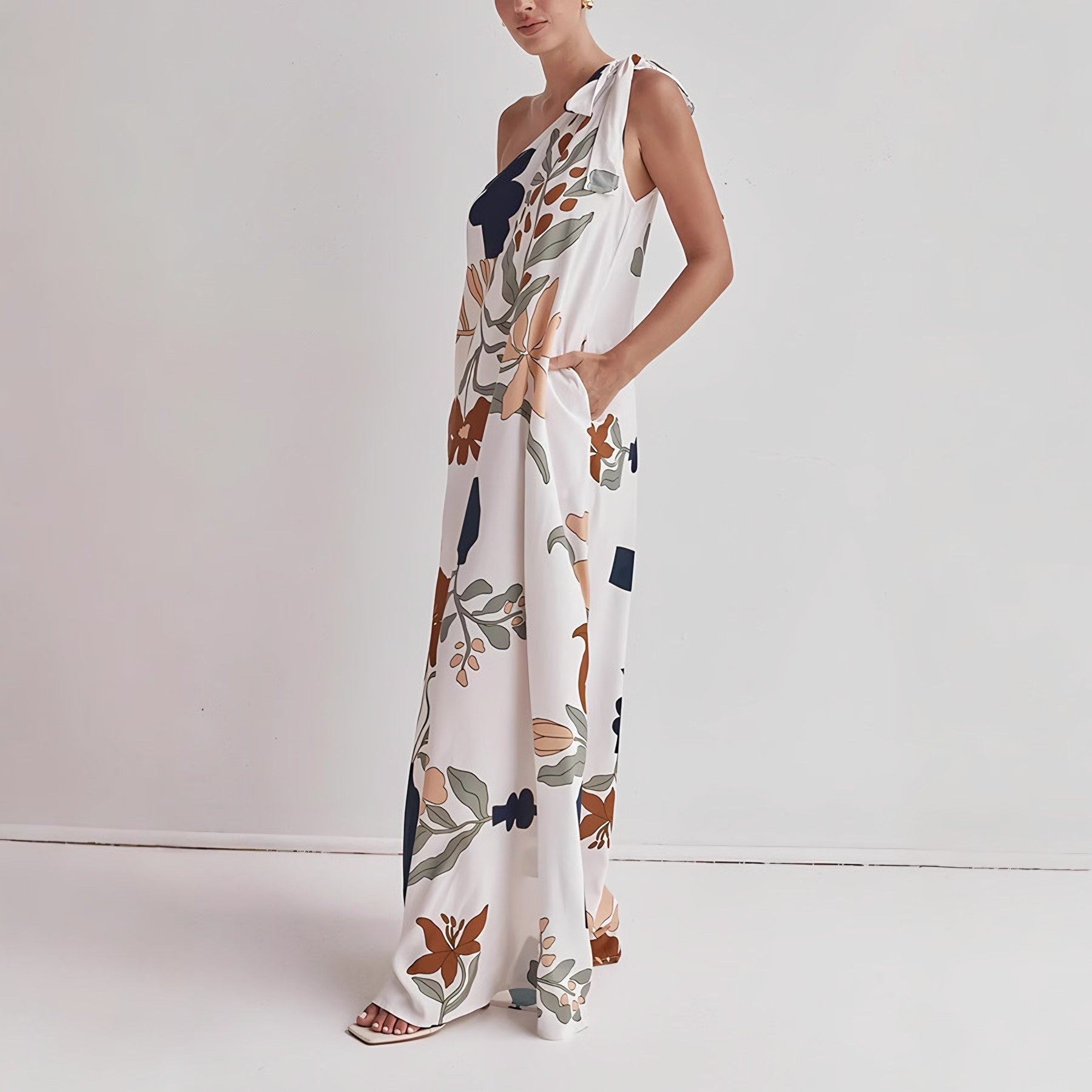 Women's One Shoulder Floral Maxi Dress — view 2