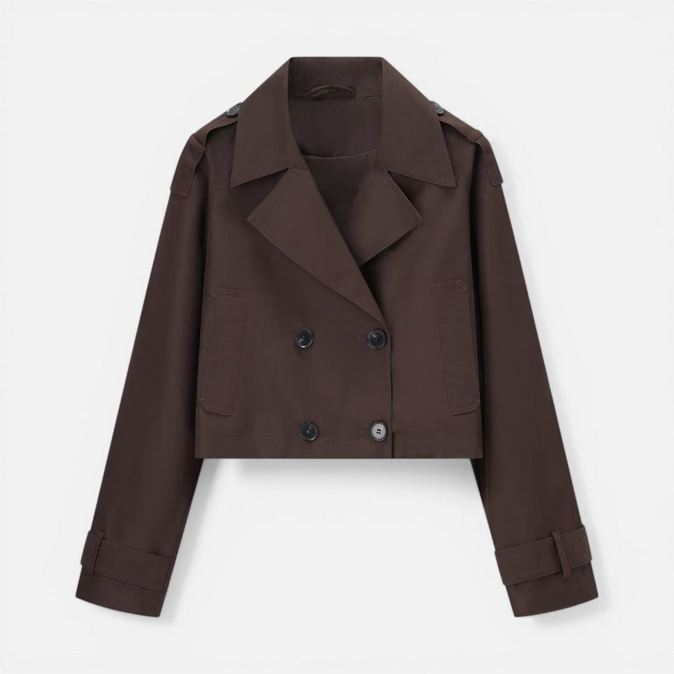 Cropped Trench Coat Double Breasted Jacket — view 3