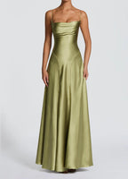 Simone | Women's Satin Wedding Guest Maxi Dress with Sweetheart Neckline