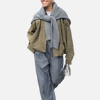 Suede Spring Jacket Zip Front Cropped Jacket — Warm