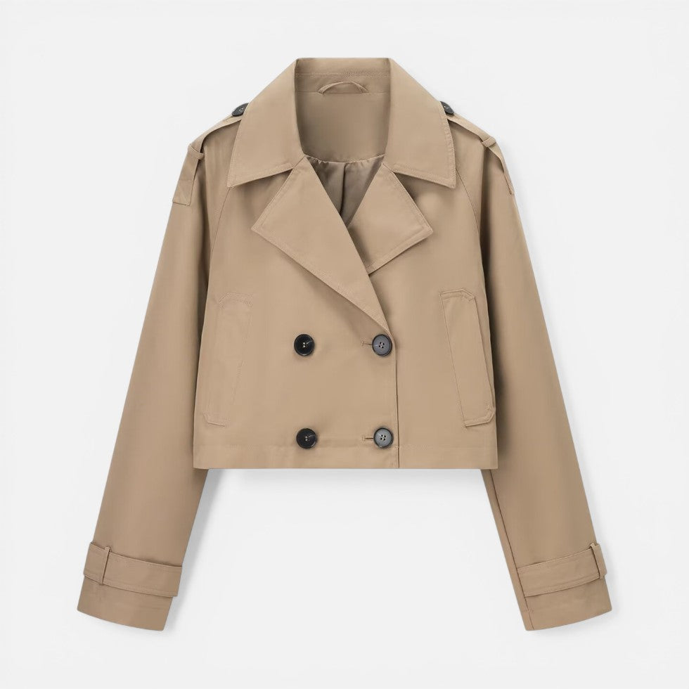 Cropped Trench Coat Double Breasted Jacket — view 2