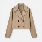 Cropped Trench Coat Double Breasted Jacket — view 2