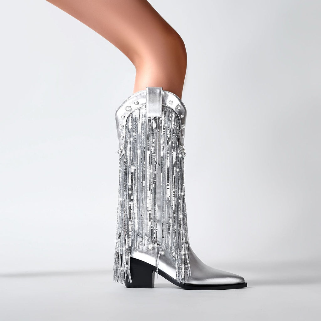 Monika | Women’s Fringe Cowboy Mid-Calf Boots