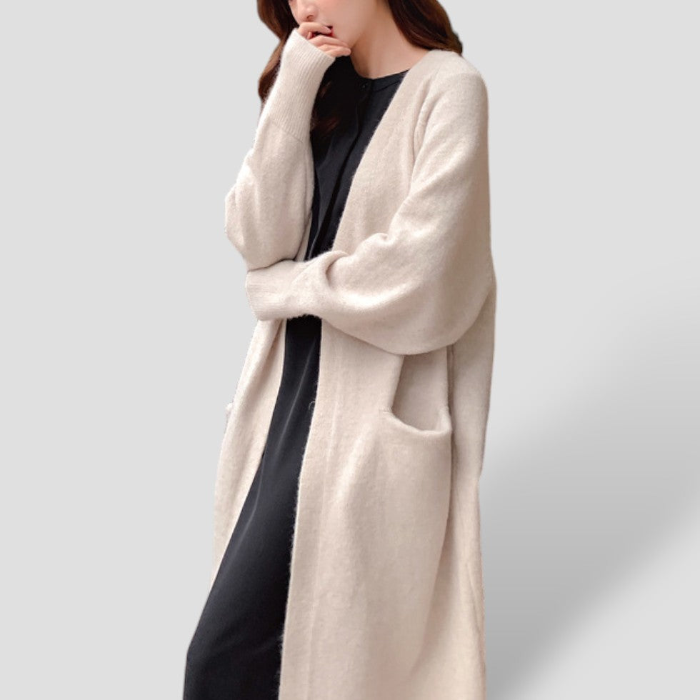 Cashmere Cardigan For Women with long open front — view 3