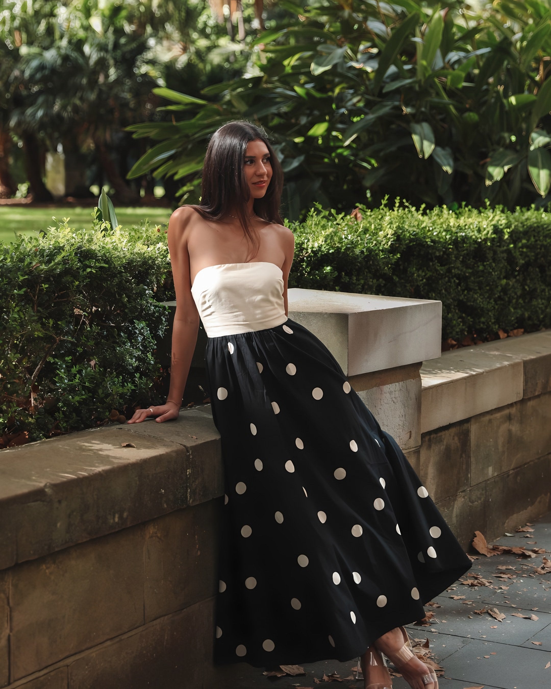 Women's Strapless Polka Dot Maxi Dress — view 2