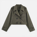 Cropped Trench Coat Double Breasted Jacket — view 1