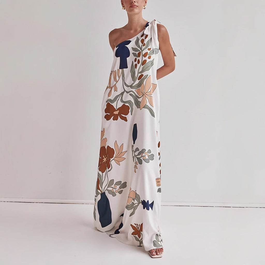 Women's One Shoulder Floral Maxi Dress — view 1