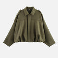 Suede Spring Jacket Zip Front Cropped Jacket — Warm