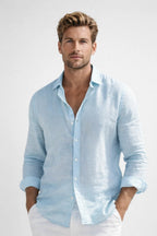 Ferdinand | Men's Linen Shirt with Button Front and Long Sleeves