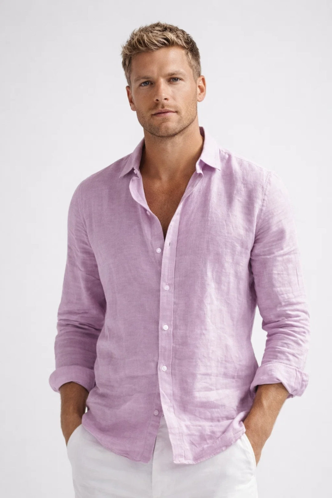 Ferdinand | Men's Linen Shirt with Button Front and Long Sleeves