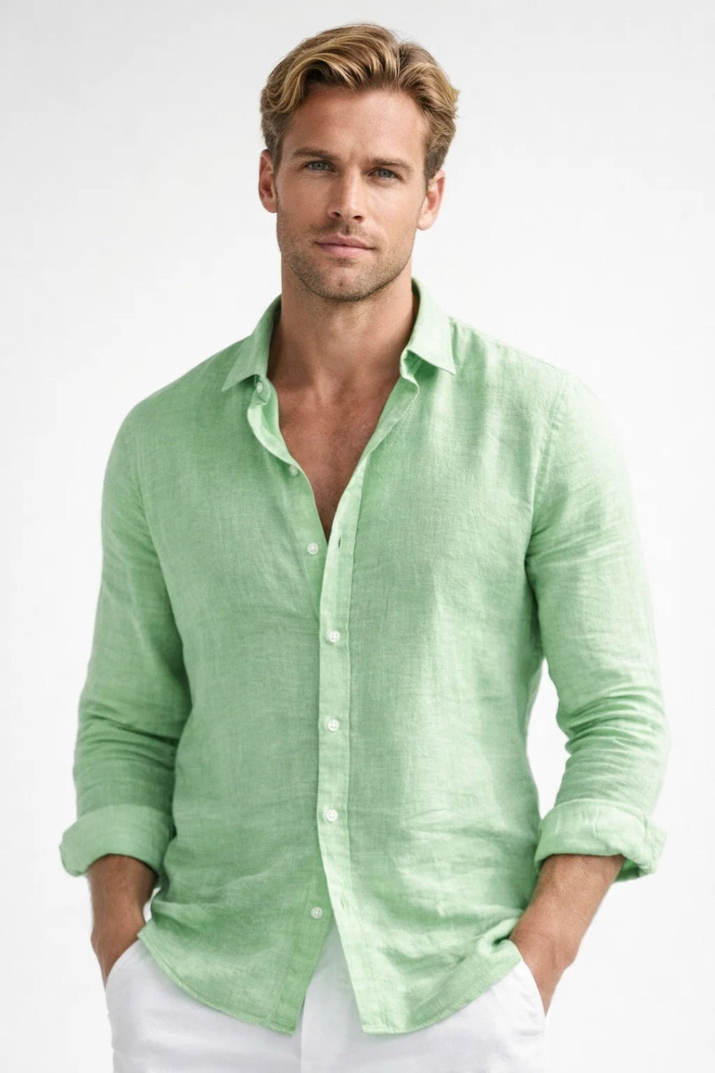 Ferdinand | Men's Linen Shirt with Button Front and Long Sleeves