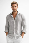 Ferdinand | Men's Linen Shirt with Button Front and Long Sleeves