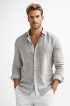 Ferdinand | Men's Linen Shirt with Button Front and Long Sleeves