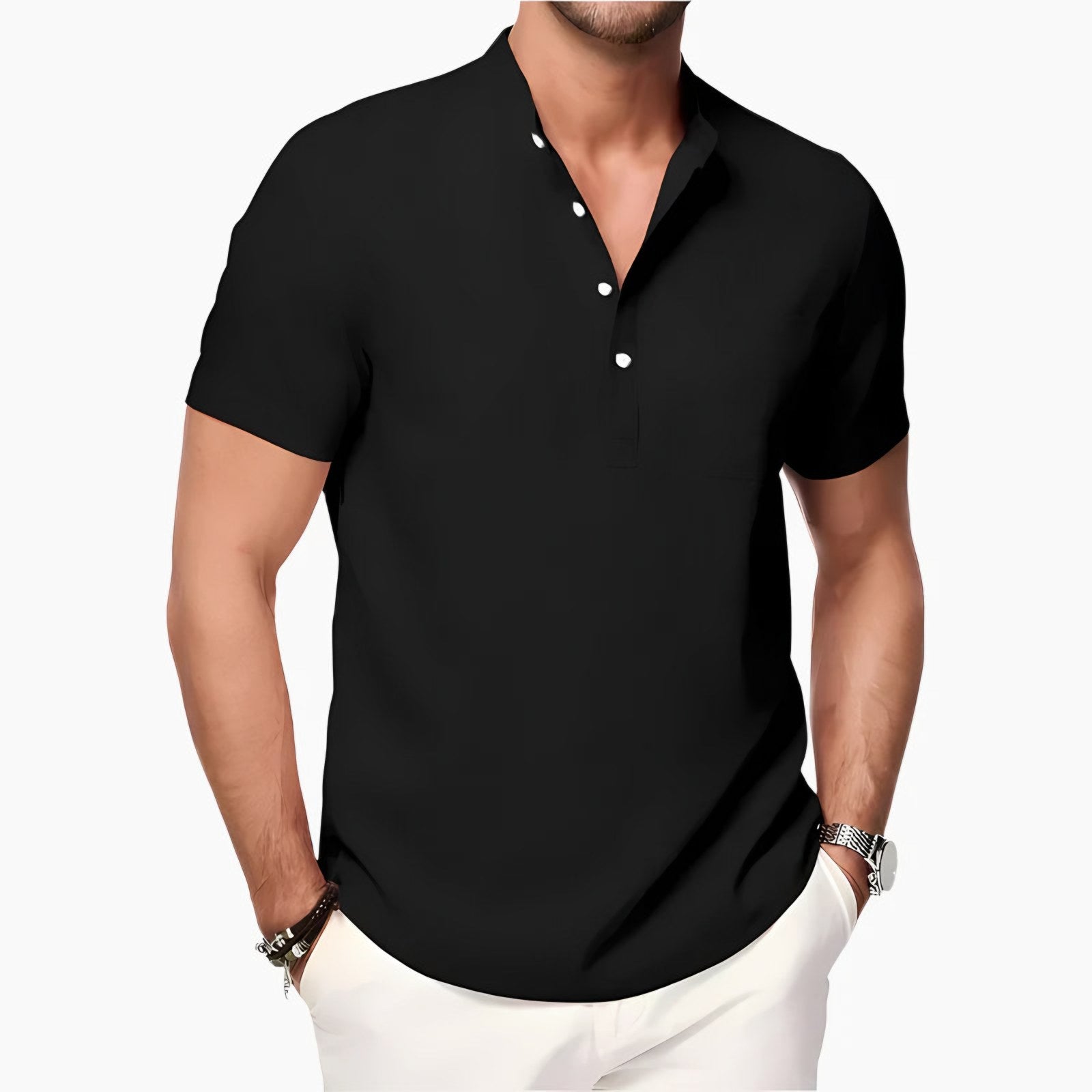 Men's Short Sleeve Henley Shirt — view 7