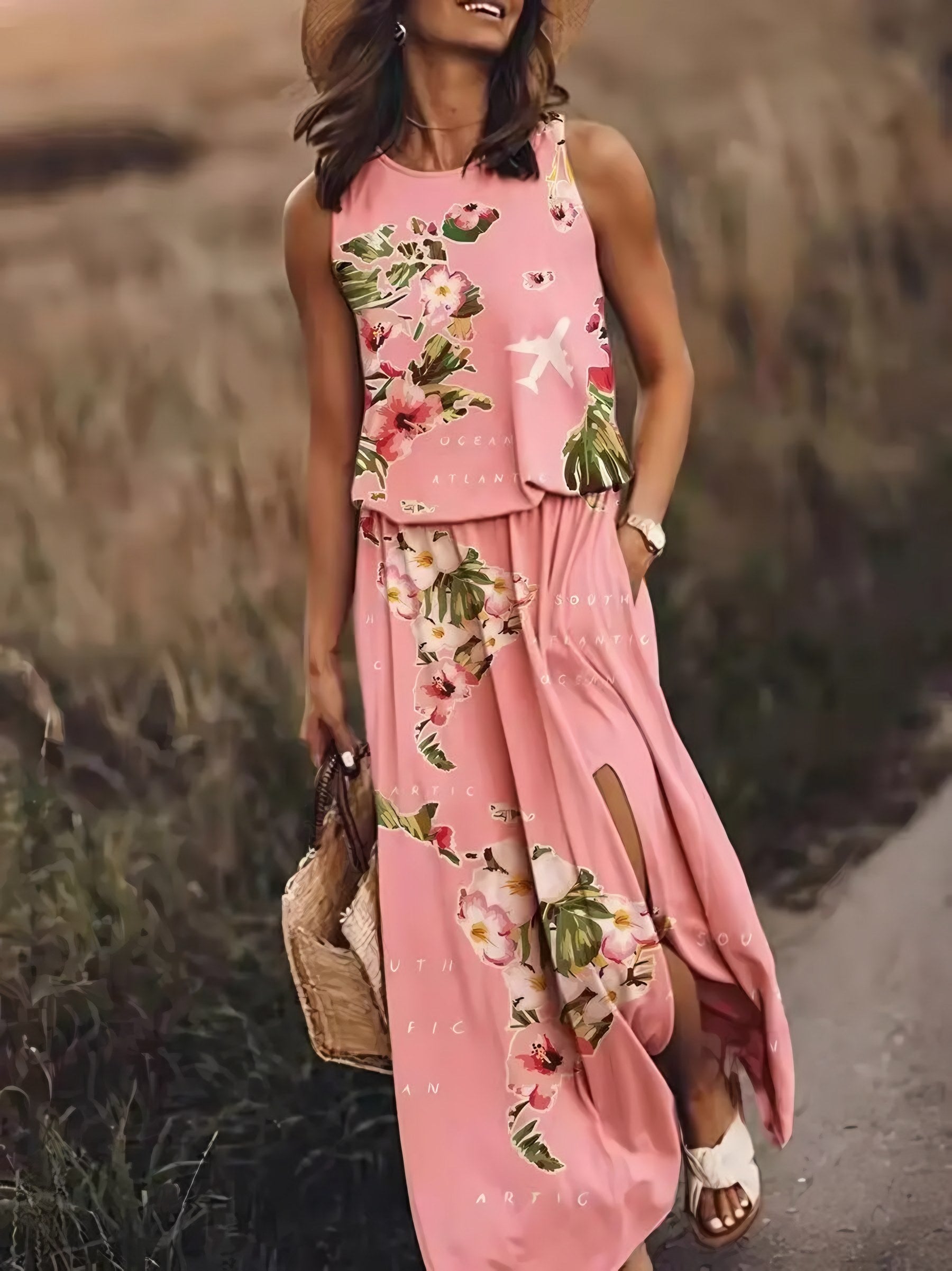 Women's Graphic Print Sleeveless Maxi Dress — view 1