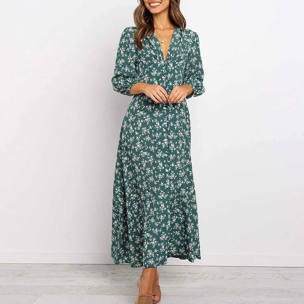 Women's Floral Maxi Long Sleeve Dress — view 3