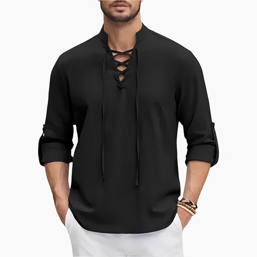 Men's Lace-Up Long Sleeve Shirt — view 2