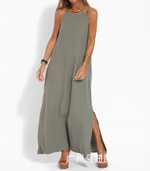 Women's Sleeveless Caftan Maxi Dress Linen — view 2