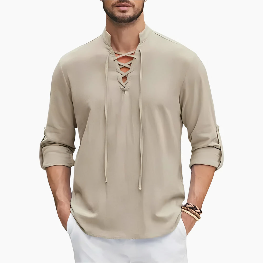 Men's Lace-Up Long Sleeve Shirt — view 1