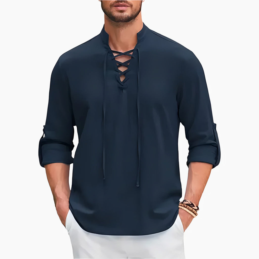 Men's Lace-Up Long Sleeve Shirt — view 4