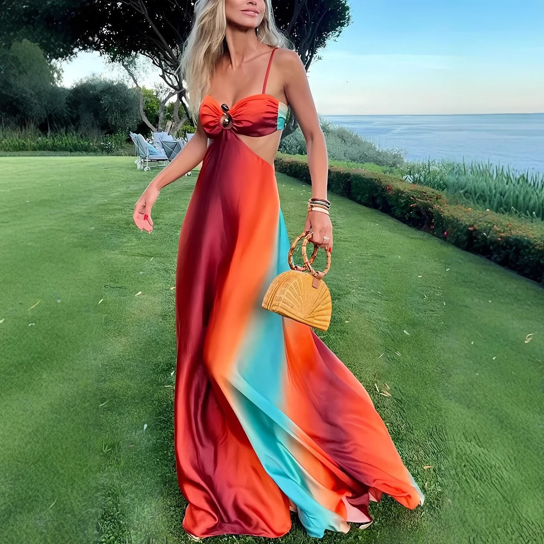 Women's Ombre Cut-Out Maxi Dress — view 1