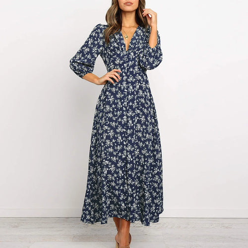 Women's Floral Maxi Long Sleeve Dress — view 1