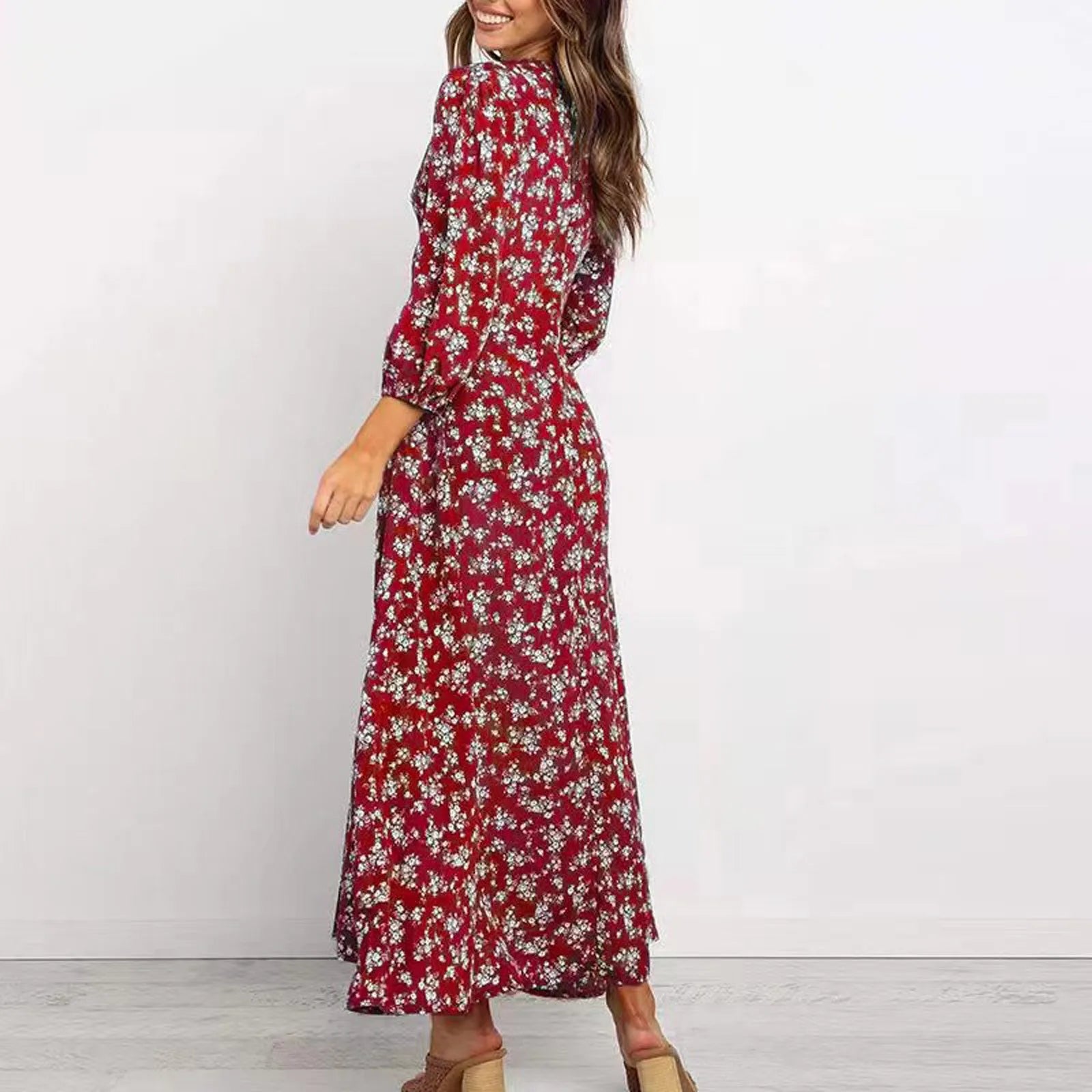 Women's Floral Maxi Long Sleeve Dress — view 6