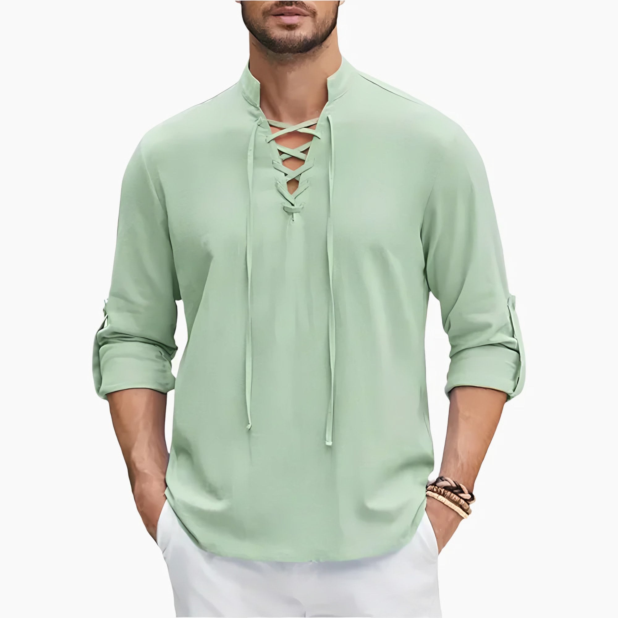 Men's Lace-Up Long Sleeve Shirt — view 5