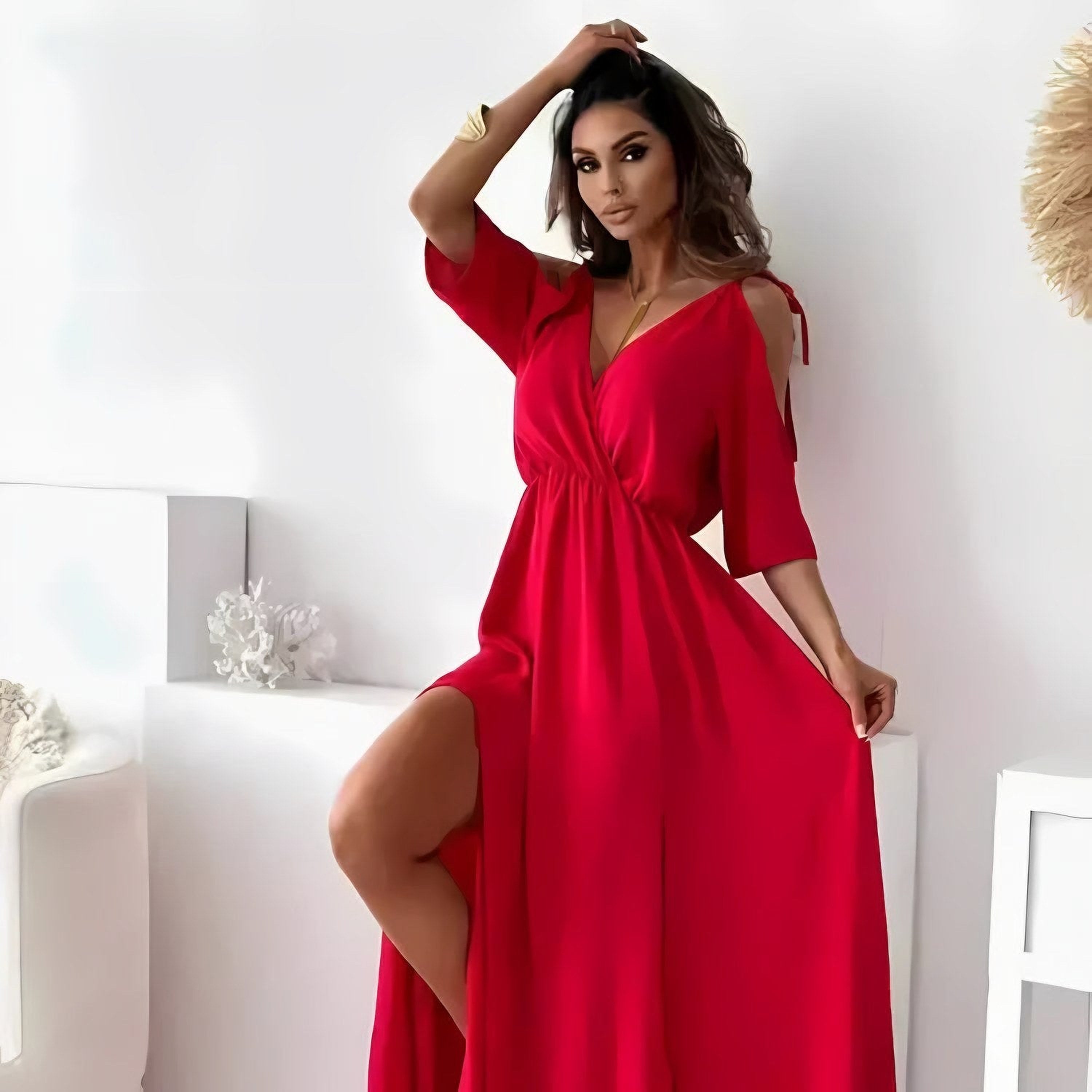 Women's Cold Shoulder Wrap Maxi Dress — view 5