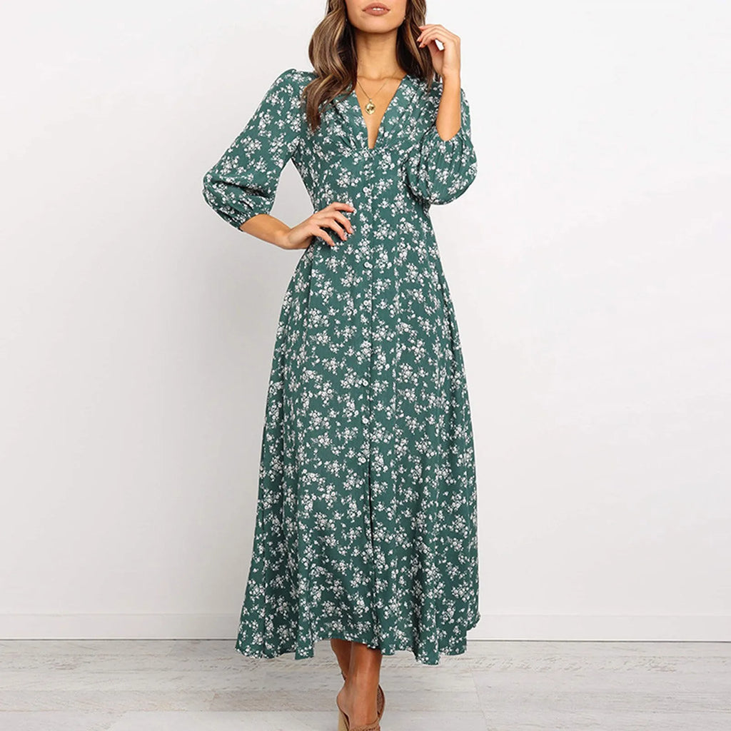 Women's Floral Maxi Long Sleeve Dress — view 2