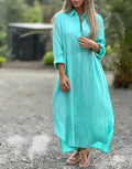 Women's Long Sleeve Shirt Maxi Dress — view 1