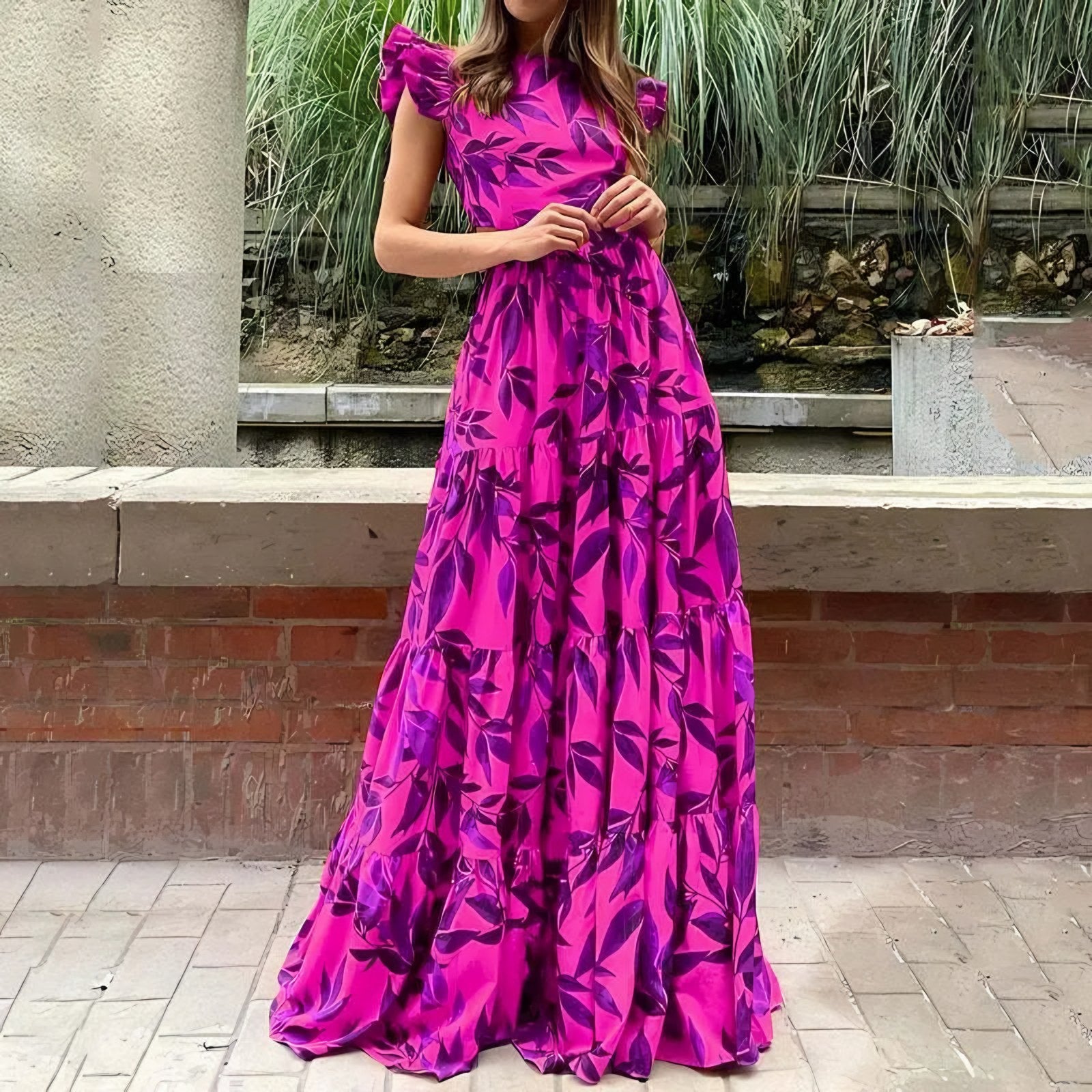 Women's Ruffle Sleeve Floral Maxi Dress — view 3
